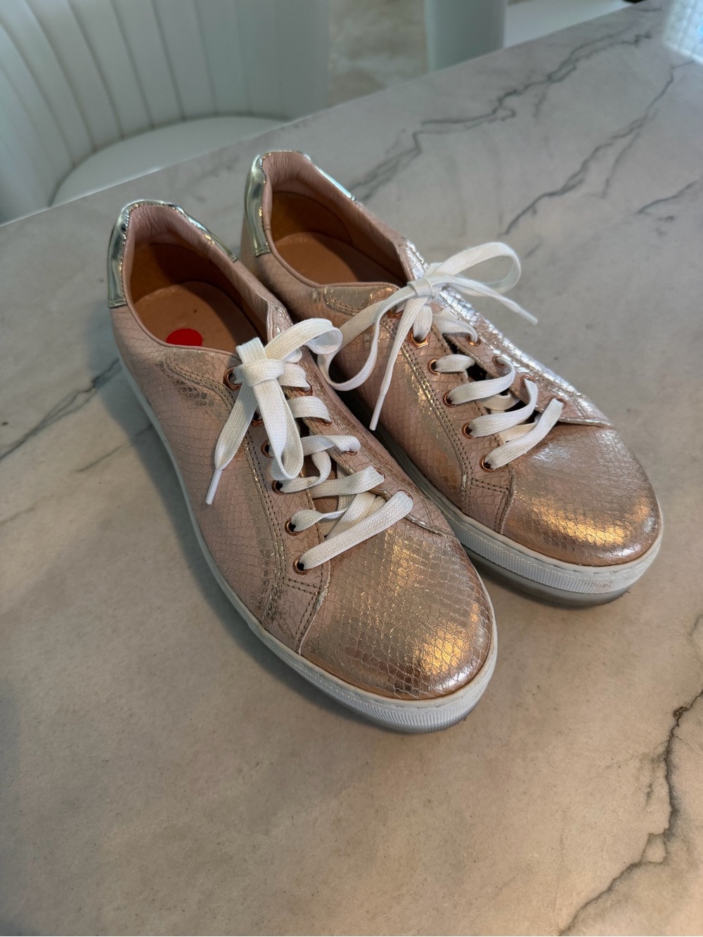 Diesel Metallic Rose Gold Lace-Up croc style Women's Sneakers Size 9